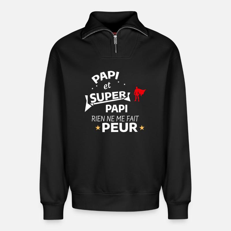 Superheld Humor Vaterschaft Geschenk - Relaxed Unisex Organic Half Zip Sweatshirt – von SPREAD - Schwarz