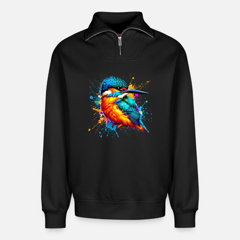 Eisvogel - Relaxed Unisex Organic Half Zip Sweatshirt – von SPREAD - Schwarz