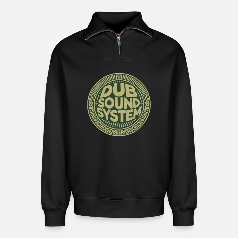 dub sound system - Sweat unisexe décontracté en coton biologique à demi-zip – de SPREAD - noir