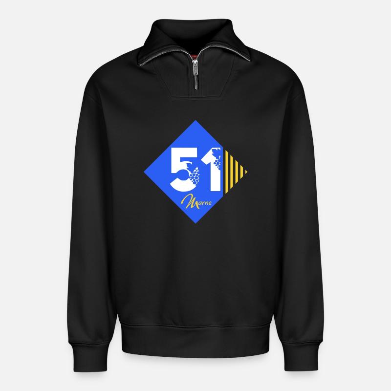 51 - Relaxed Unisex Organic Half Zip Sweatshirt – by SPREAD - black
