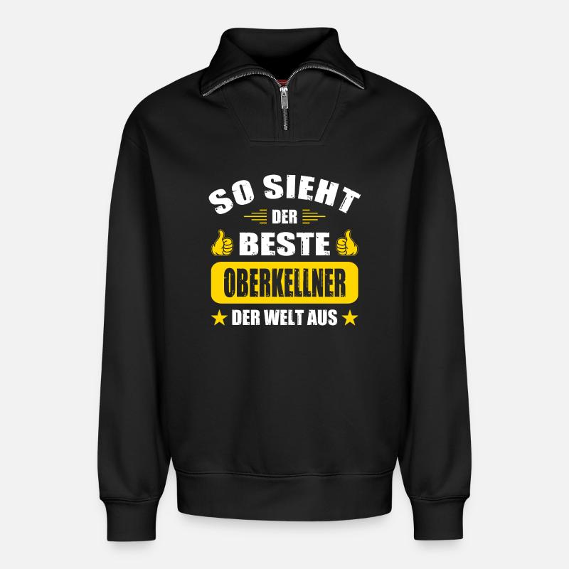 Kellner Geschenke Abschied Gastronomie - Relaxed Unisex Organic Half Zip Sweatshirt – von SPREAD - Schwarz