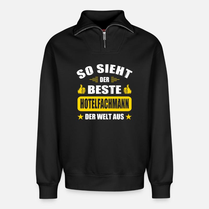 Hotelfachmann Abschluss Geschenke Abschied - Relaxed Unisex Organic Half Zip Sweatshirt – von SPREAD - Schwarz