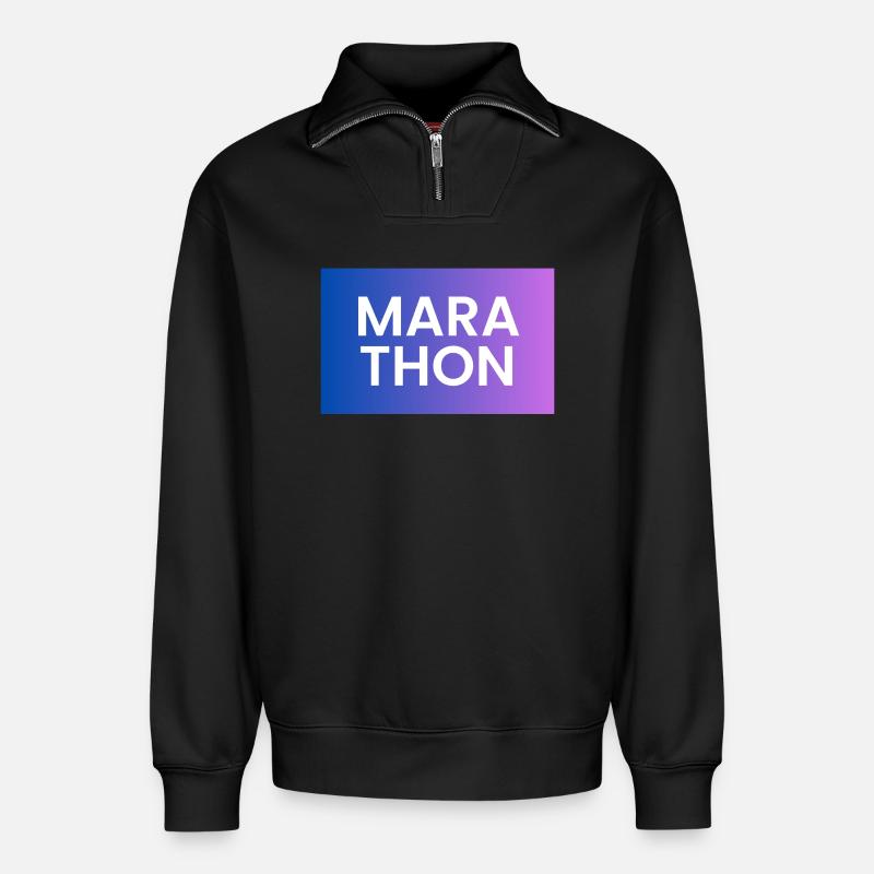Marathon Gradient Shirt Design - Relaxed Unisex Organic Half Zip Sweatshirt – von SPREAD - Schwarz
