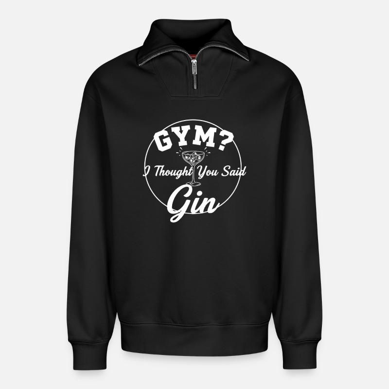 Gym oder Gin ? - Relaxed Unisex Organic Half Zip Sweatshirt – von SPREAD - Schwarz