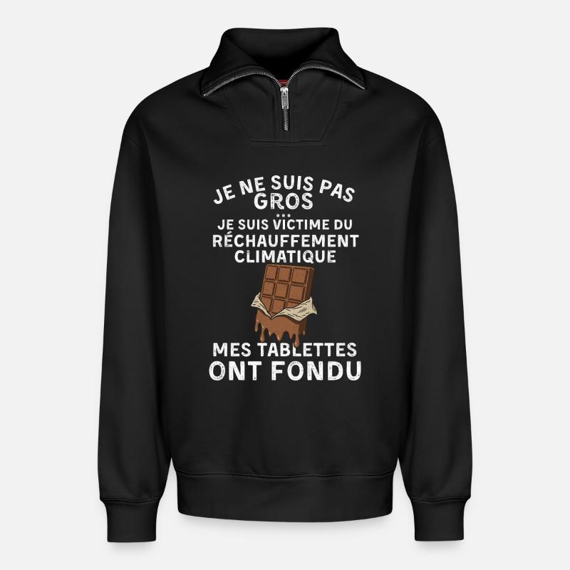 I'm Not Fat - lustige Mann Geschenkidee - Relaxed Unisex Organic Half Zip Sweatshirt – von SPREAD - Schwarz