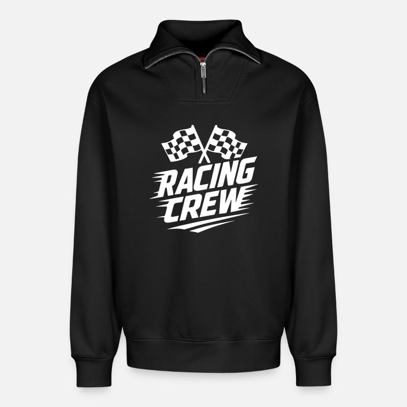 Équipage de course - Sweat unisexe décontracté en coton biologique à demi-zip – de SPREAD - noir