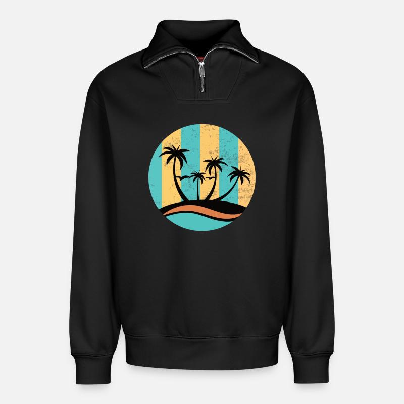 Beach Circle - Relaxed Unisex Organic Half Zip Sweatshirt – by SPREAD - black