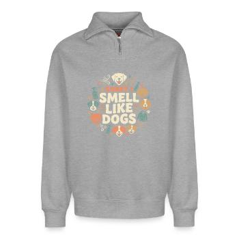 Kennel technician, kennel assistant, animal care - Relaxed Unisex Organic Half Zip Sweatshirt – by SPREAD - heather grey - Front