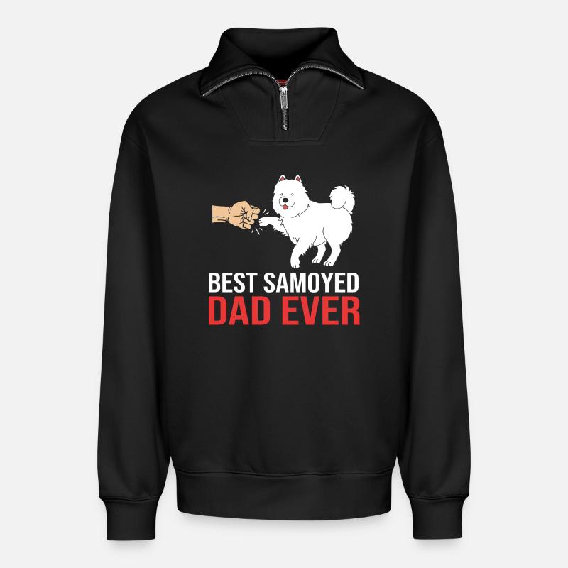 Samojede - Relaxed Unisex Organic Half Zip Sweatshirt – von SPREAD - Schwarz