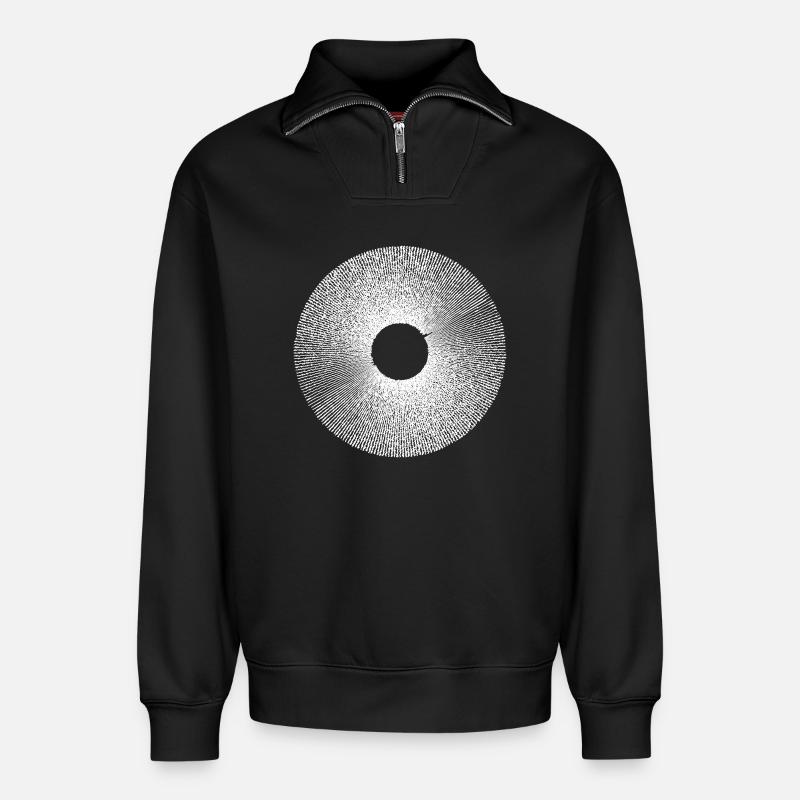 Iris-Ringburst-Radialmuster - Relaxed Unisex Organic Half Zip Sweatshirt – von SPREAD - Schwarz
