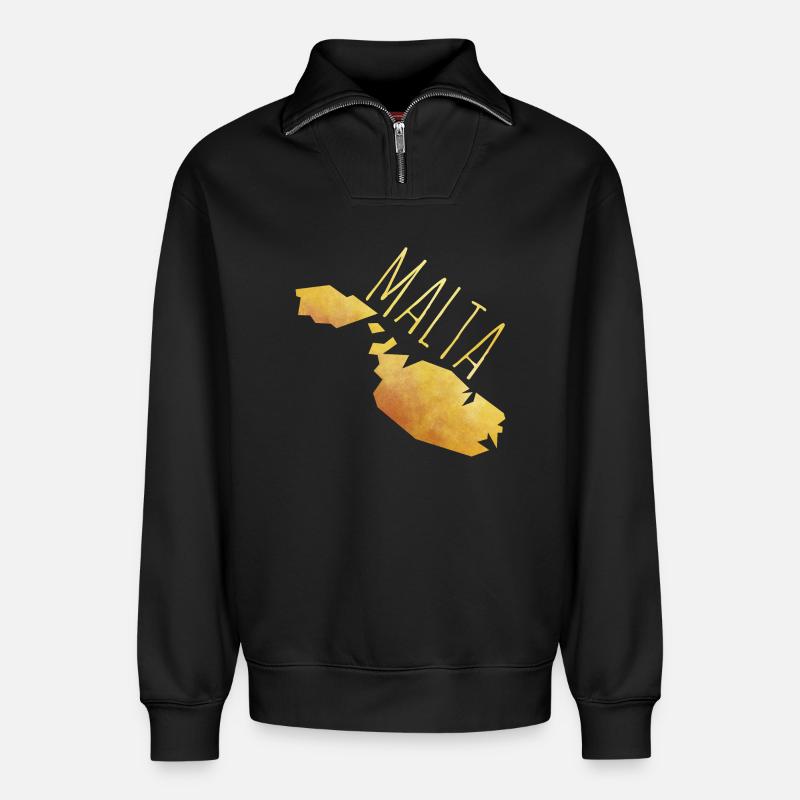 malta - Relaxed Unisex Organic Half Zip Sweatshirt – von SPREAD - Schwarz