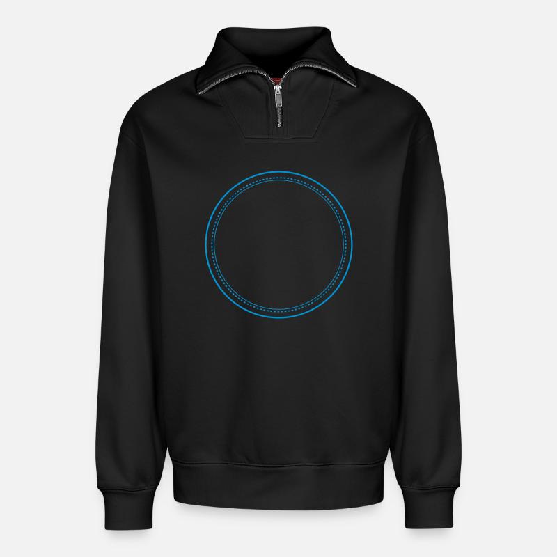 button - Relaxed Unisex Organic Half Zip Sweatshirt – by SPREAD - black