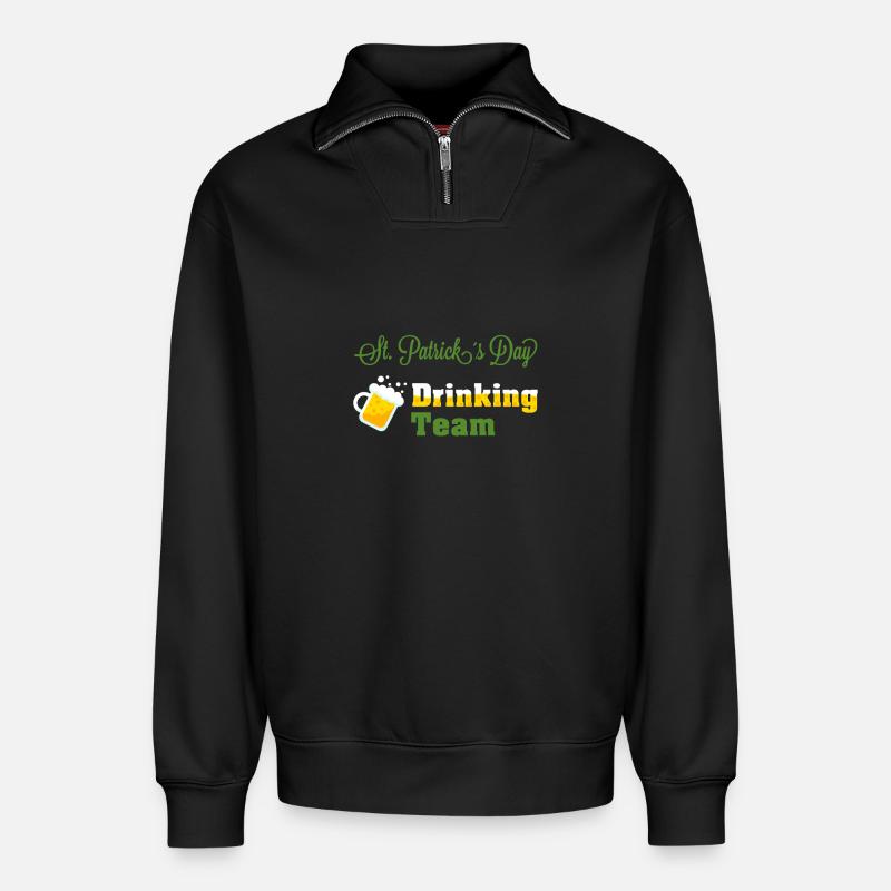 St. Patrick's Day Drinking Team - Relaxed Unisex Organic Half Zip Sweatshirt – by SPREAD - black