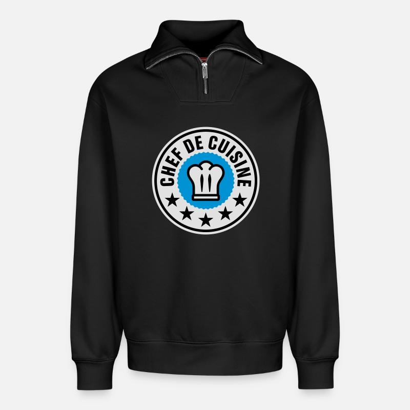 Chef de Cuisine - Relaxed Unisex Organic Half Zip Sweatshirt – von SPREAD - Schwarz