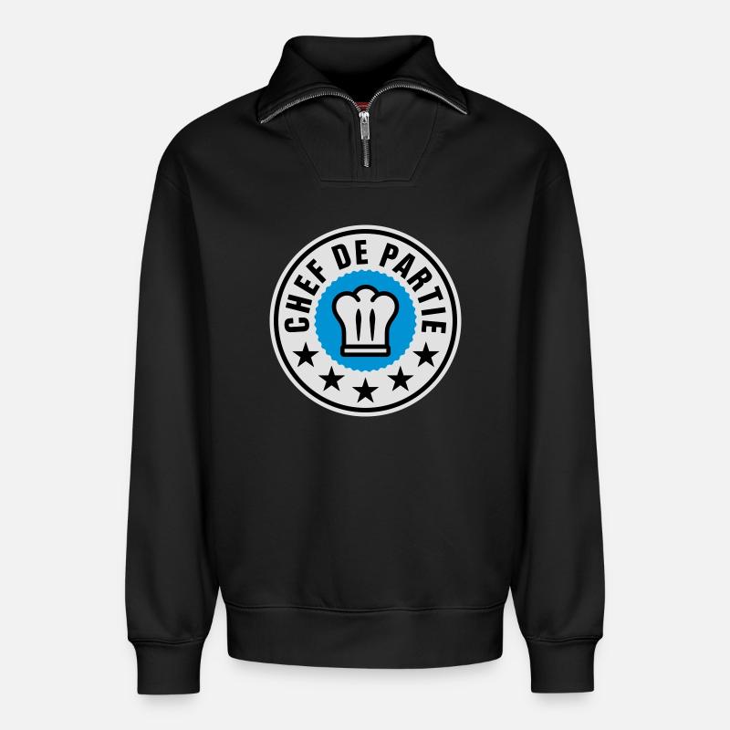 Chef de Partie - Relaxed Unisex Organic Half Zip Sweatshirt – von SPREAD - Schwarz