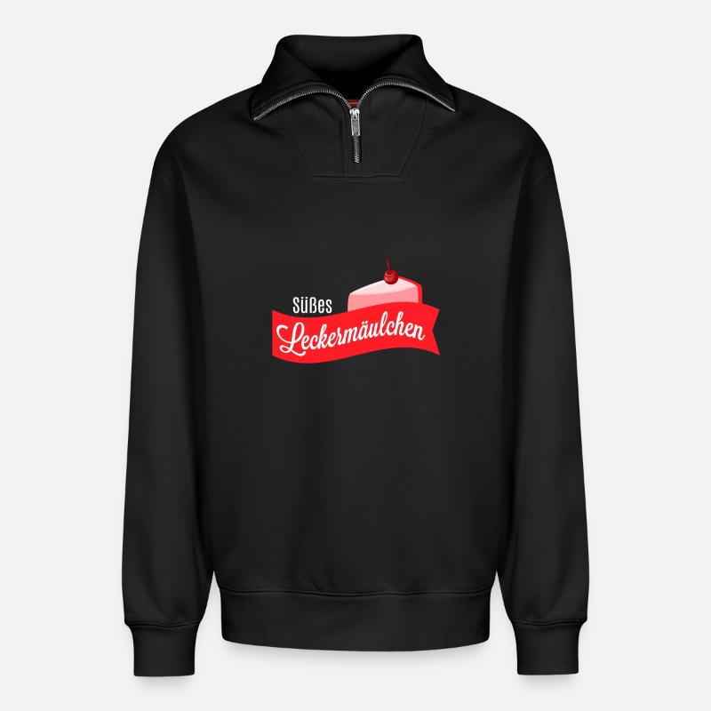 Süßes Leckermäulchen - Süßigkeitenshirt - Relaxed Unisex Organic Half Zip Sweatshirt – von SPREAD - Schwarz