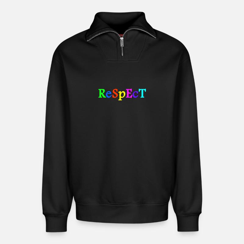 Respect Acceptance Tolerance Recognition Validity - Relaxed Unisex Organic Half Zip Sweatshirt – by SPREAD - black