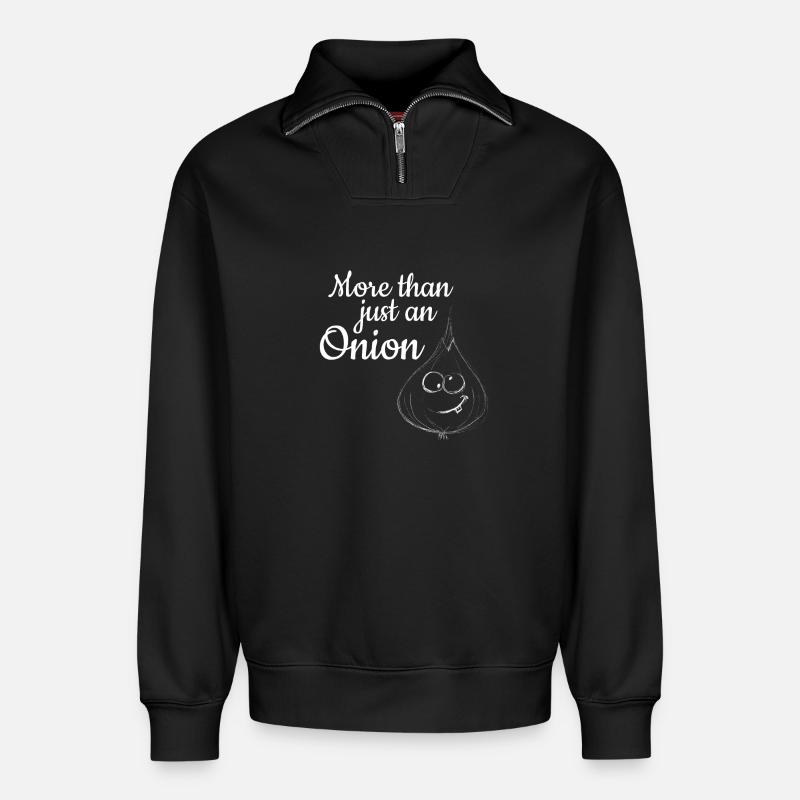 Plus qu'un simple oignon - Sweat unisexe décontracté en coton biologique à demi-zip – de SPREAD - noir