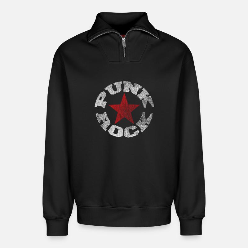 Punkrock - Relaxed Unisex Organic Half Zip Sweatshirt – von SPREAD - Schwarz