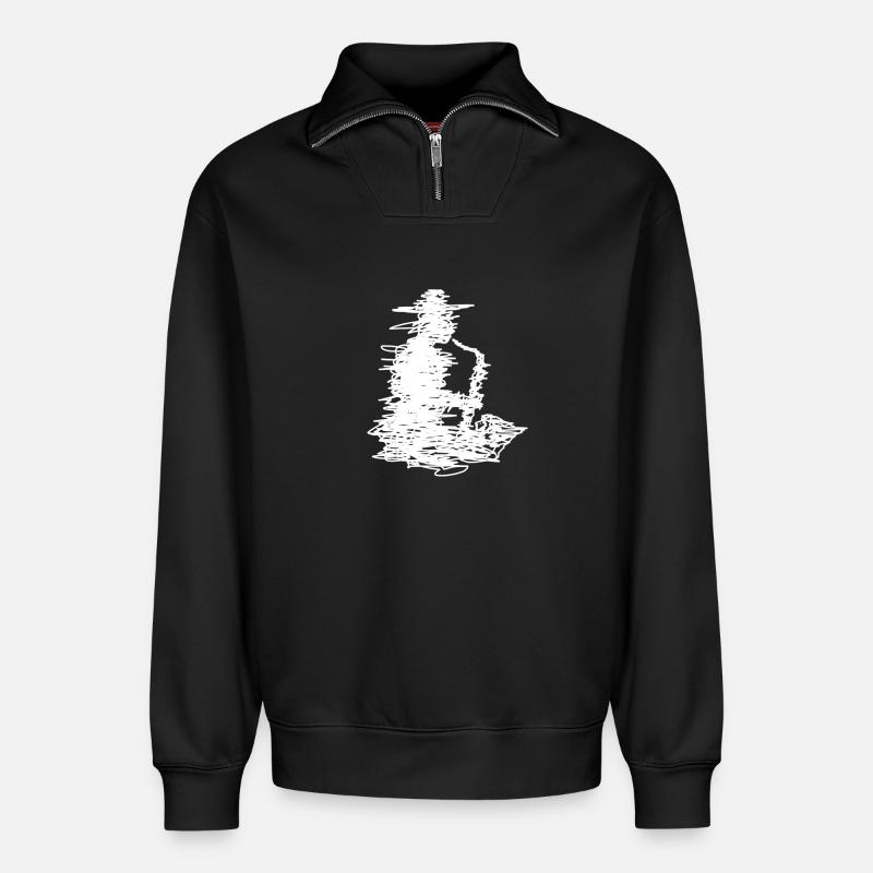 Jazz - Relaxed Unisex Organic Half Zip Sweatshirt – von SPREAD - Schwarz
