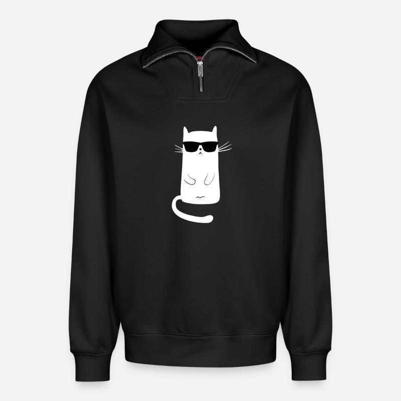 katze cool | keep calm - Relaxed Unisex Organic Half Zip Sweatshirt – von SPREAD - Schwarz