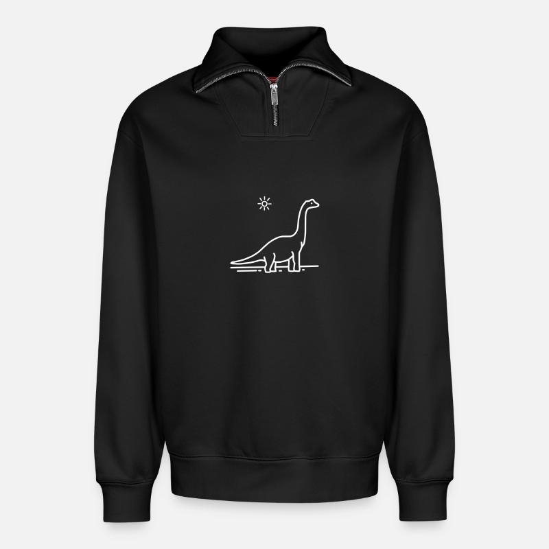 dinosaur - Relaxed Unisex Organic Half Zip Sweatshirt – by SPREAD - black