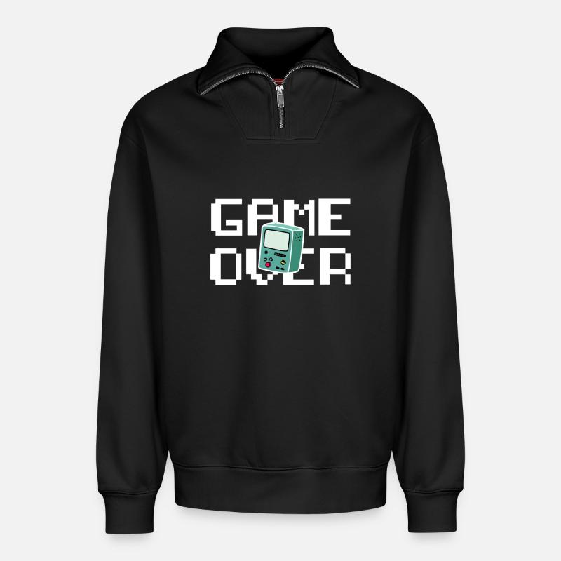 Jeu sur Retrogaming - Sweat unisexe décontracté en coton biologique à demi-zip – de SPREAD - noir