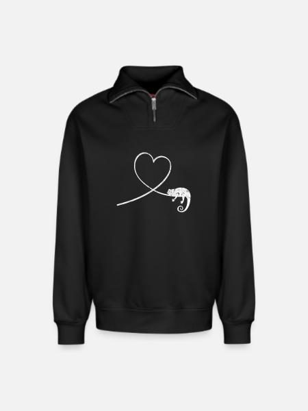 Chameleon Reptile Terrarium Pet Gift - Relaxed Unisex Organic Half Zip Sweatshirt – by SPREAD - black
