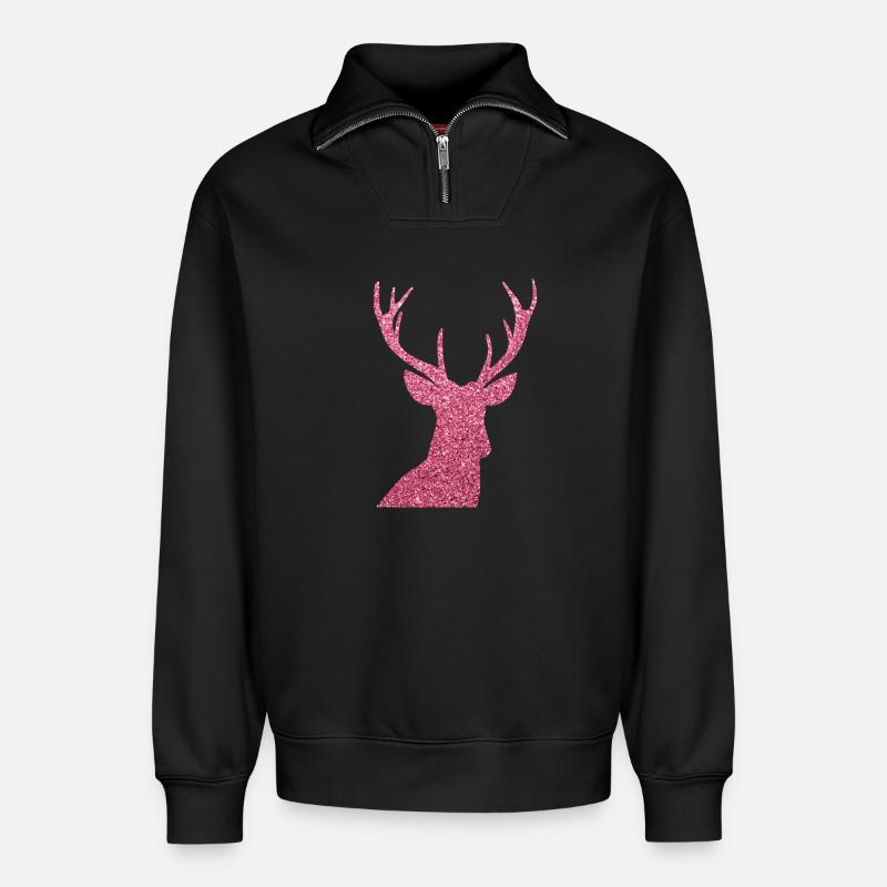 Hirsch - Relaxed Unisex Organic Half Zip Sweatshirt – von SPREAD - Schwarz