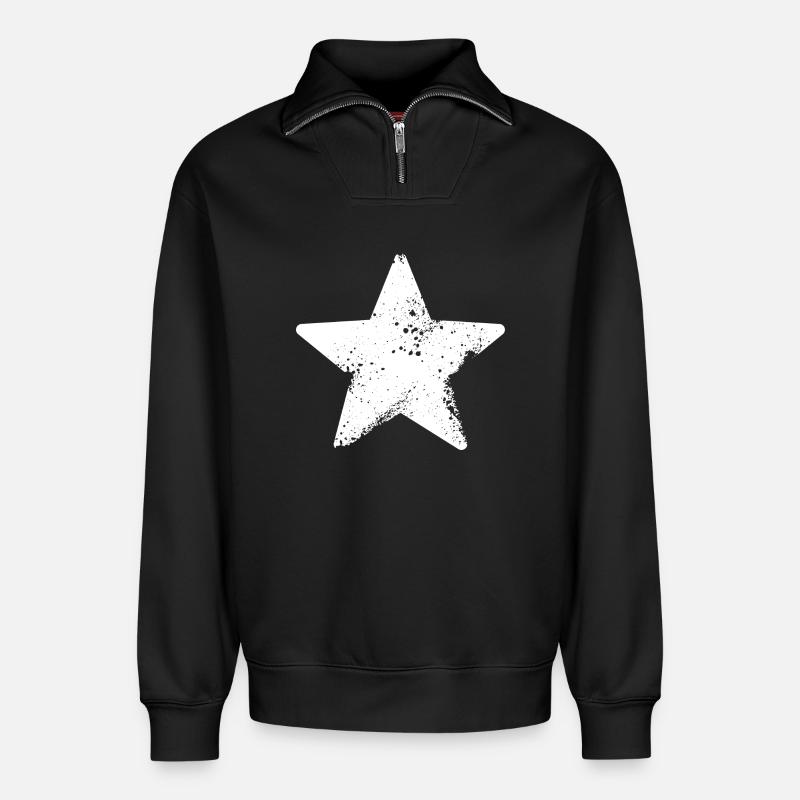 étoilé éclaboussure étoiles - Sweat unisexe décontracté en coton biologique à demi-zip – de SPREAD - noir