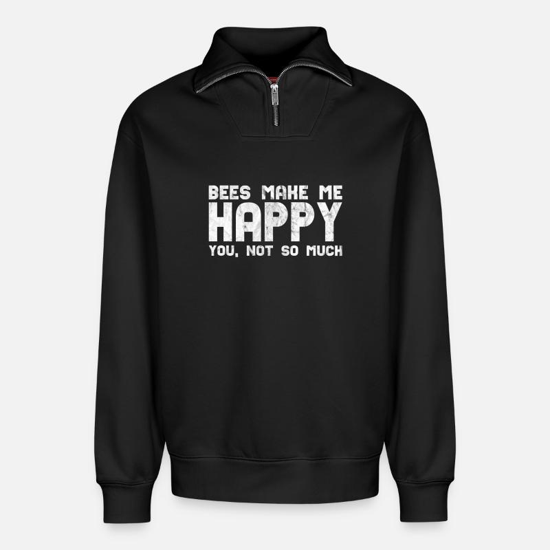 Bee beekeeper bees - Relaxed Unisex Organic Half Zip Sweatshirt – by SPREAD - black