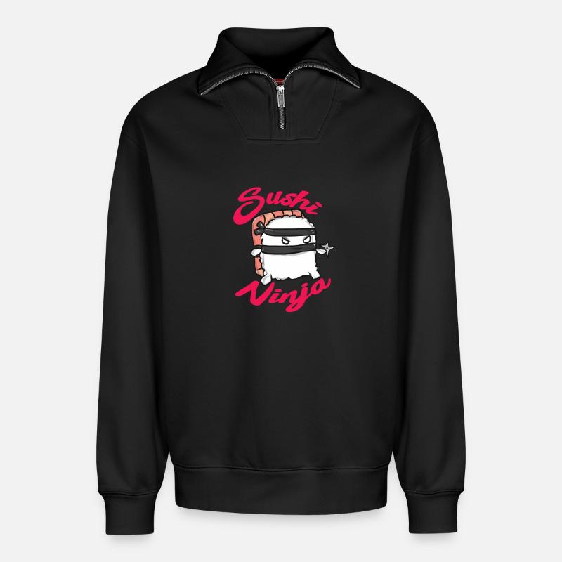 Sushi Essen Japan Geschenk - Relaxed Unisex Organic Half Zip Sweatshirt – von SPREAD - Schwarz