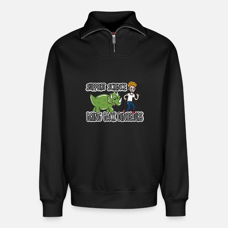 science - Relaxed Unisex Organic Half Zip Sweatshirt – by SPREAD - black