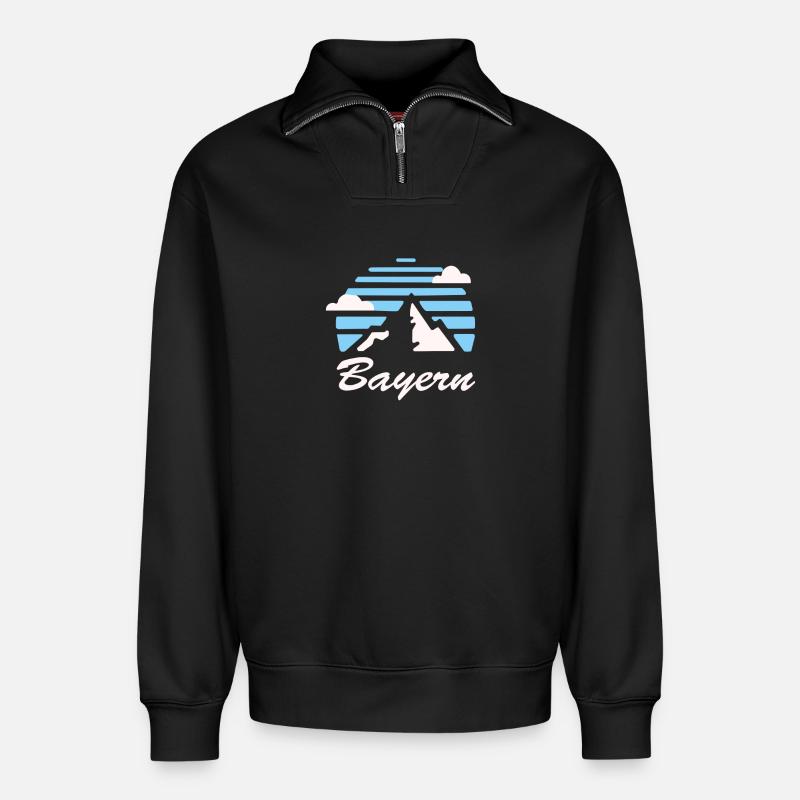 Bayern, Berge, , Geschenk - Relaxed Unisex Organic Half Zip Sweatshirt – von SPREAD - Schwarz