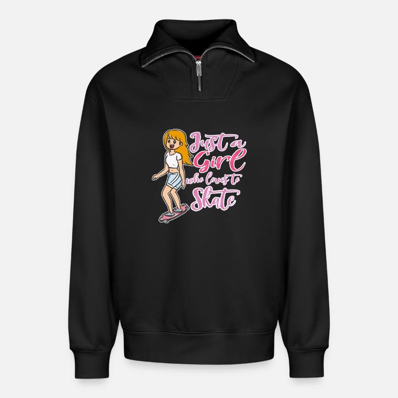 Skateboard - Relaxed Unisex Organic Half Zip Sweatshirt – von SPREAD - Schwarz