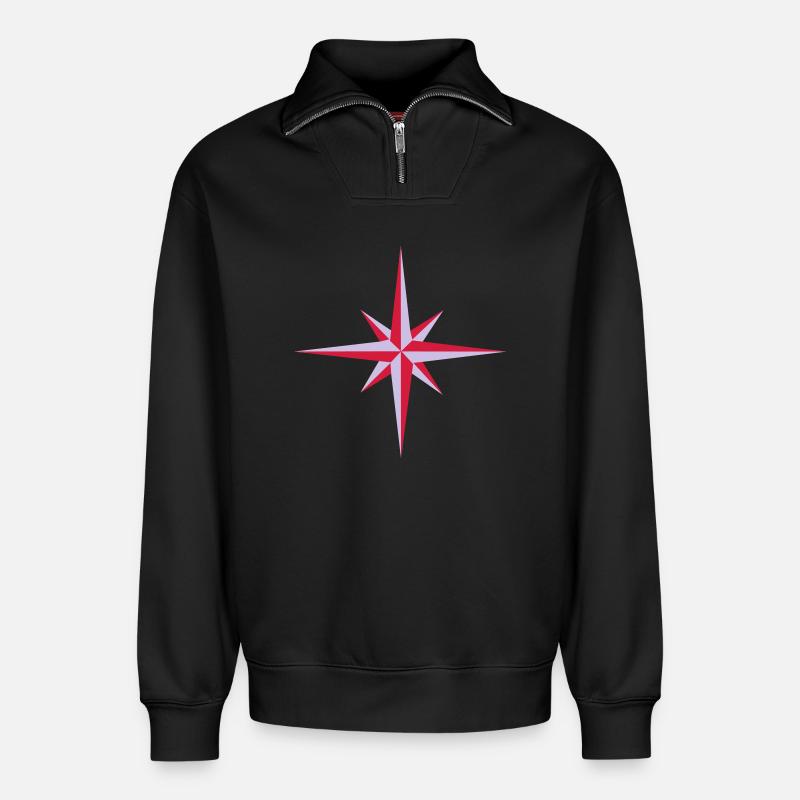Compass - Relaxed Unisex Organic Half Zip Sweatshirt – by SPREAD - black