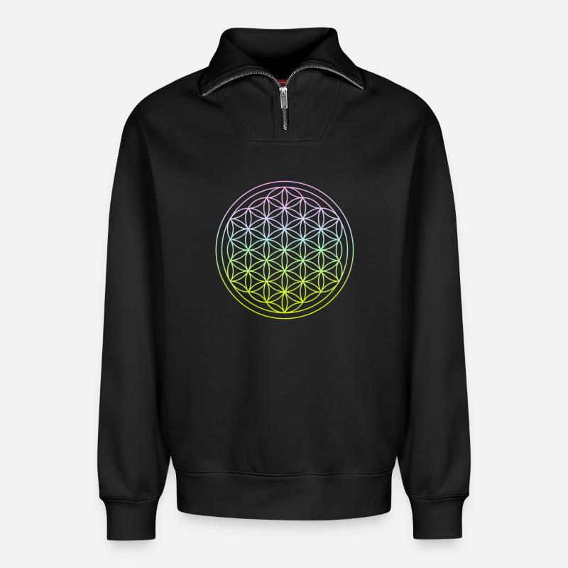 Yoga - Relaxed Unisex Organic Half Zip Sweatshirt – von SPREAD - Schwarz