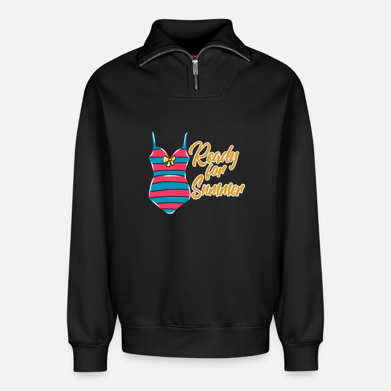 Summer bikini - Relaxed Unisex Organic Half Zip Sweatshirt – by SPREAD - black