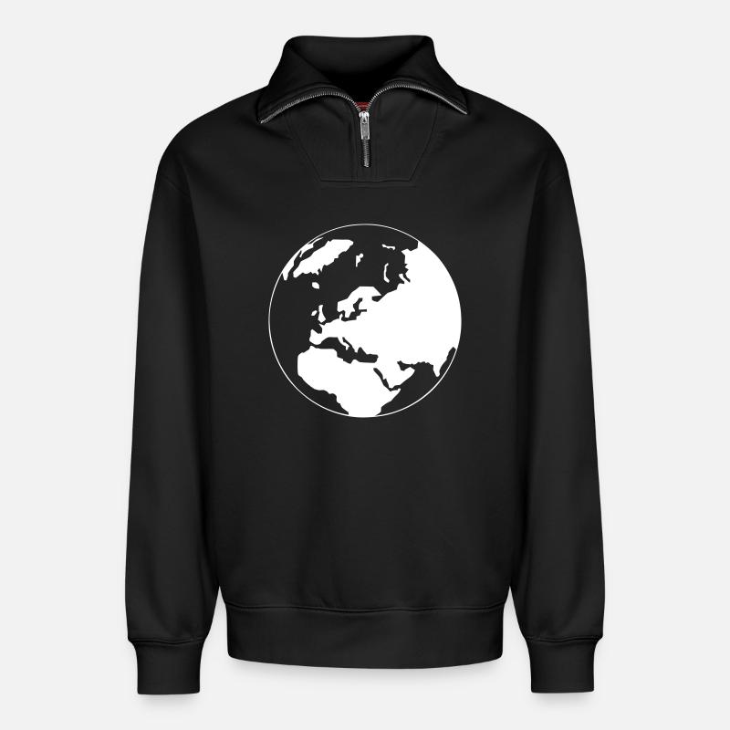 A world map - Relaxed Unisex Organic Half Zip Sweatshirt – by SPREAD - black