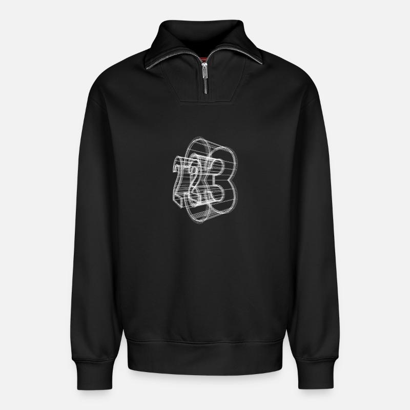23 3D-Gestell - Relaxed Unisex Organic Half Zip Sweatshirt – von SPREAD - Schwarz