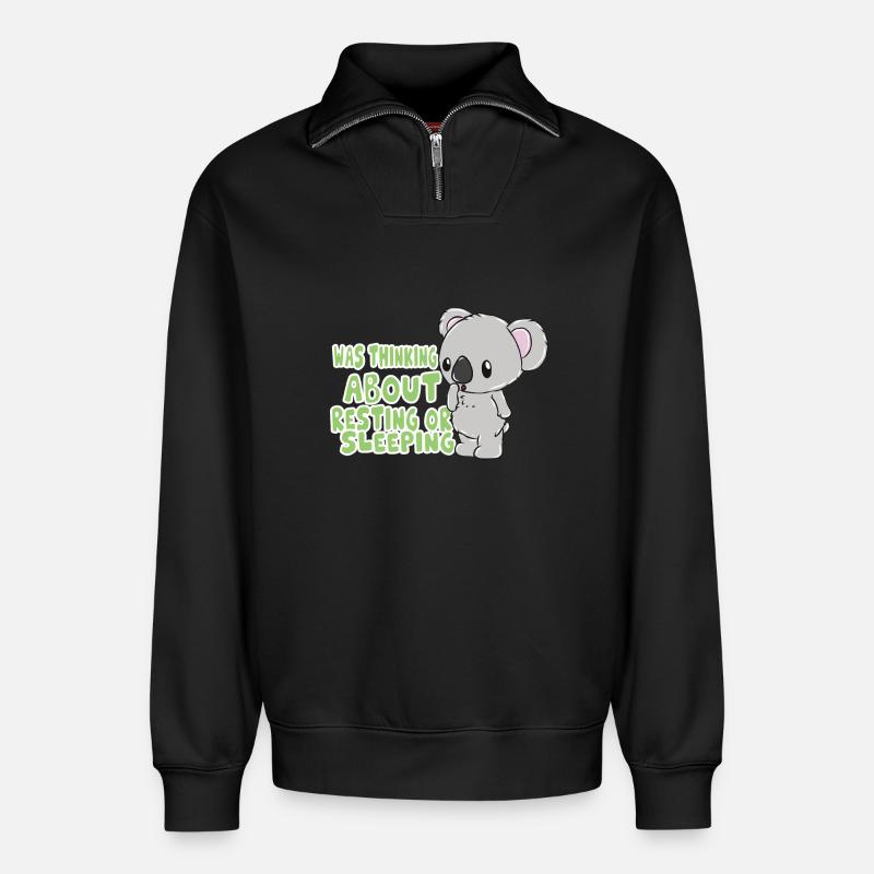 Koala - Relaxed Unisex Organic Half Zip Sweatshirt – von SPREAD - Schwarz