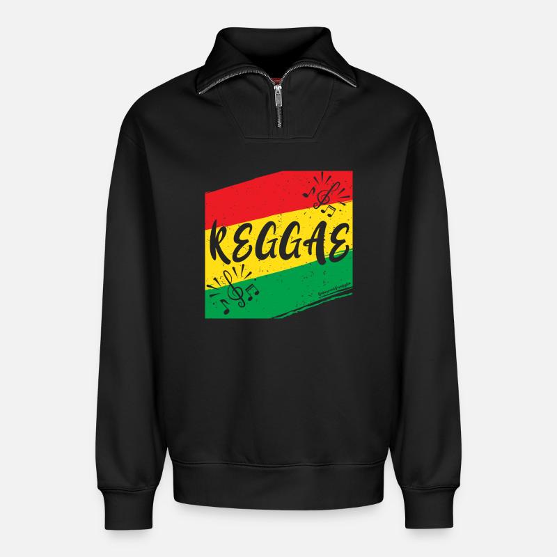 Regenbogenmusik mit Notenprint - Relaxed Unisex Organic Half Zip Sweatshirt – von SPREAD - Schwarz