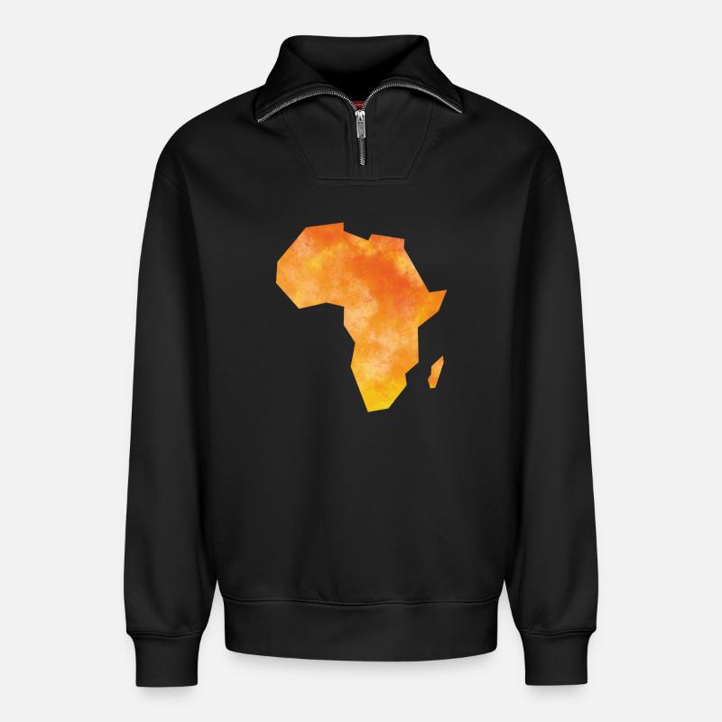 Map Africa - Relaxed Unisex Organic Half Zip Sweatshirt – by SPREAD - black