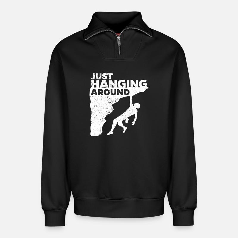 Felsklettern Bergsteigen Boulder Klettern Lustig - Relaxed Unisex Organic Half Zip Sweatshirt – von SPREAD - Schwarz