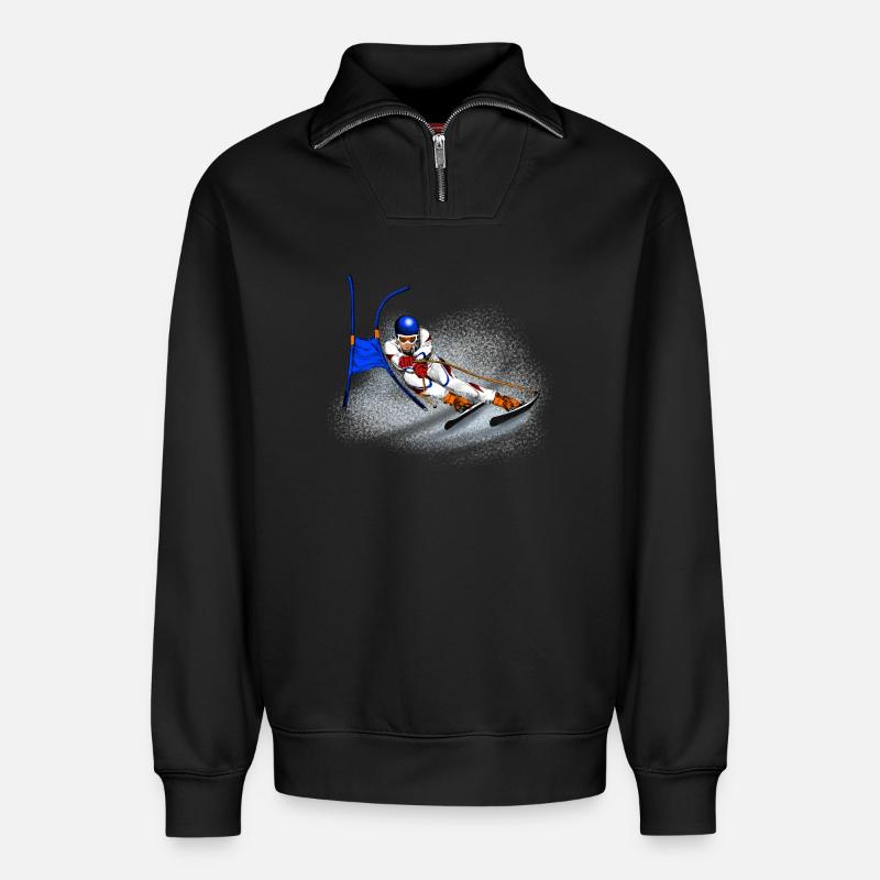 Ski - Relaxed Unisex Organic Half Zip Sweatshirt – by SPREAD - black