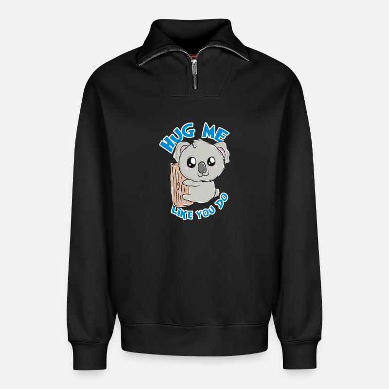 Koala - Sweat unisexe décontracté en coton biologique à demi-zip – de SPREAD - noir