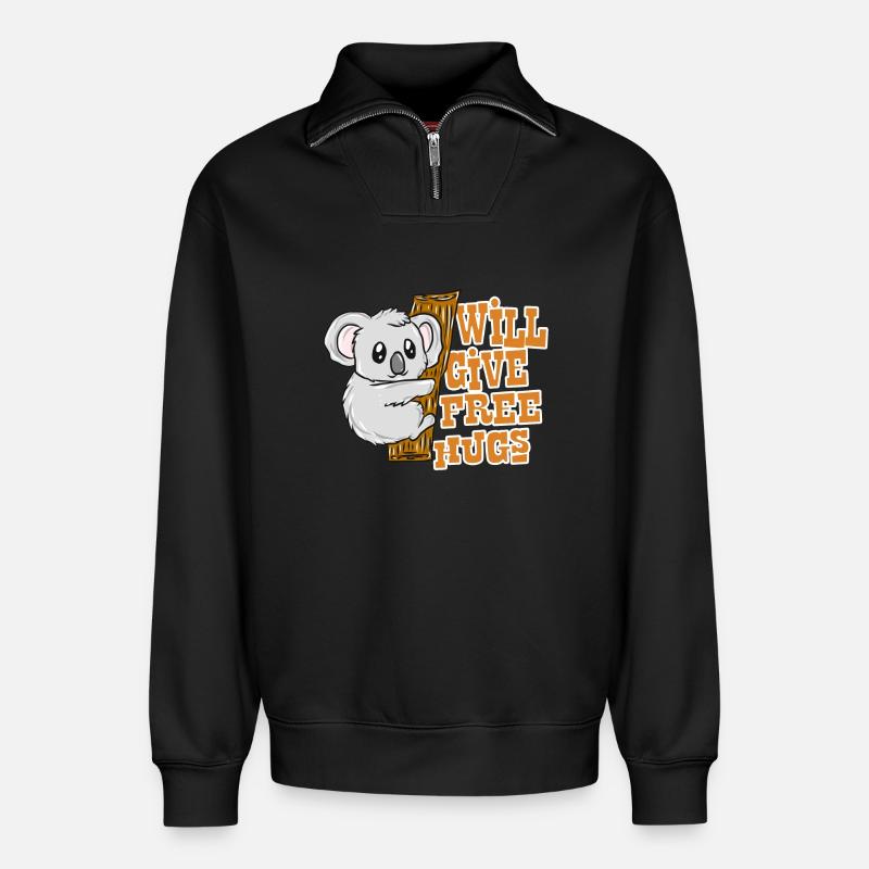 Koala - Relaxed Unisex Organic Half Zip Sweatshirt – von SPREAD - Schwarz