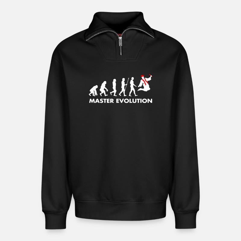 Diplôme de master développement évolution - Sweat unisexe décontracté en coton biologique à demi-zip – de SPREAD - noir
