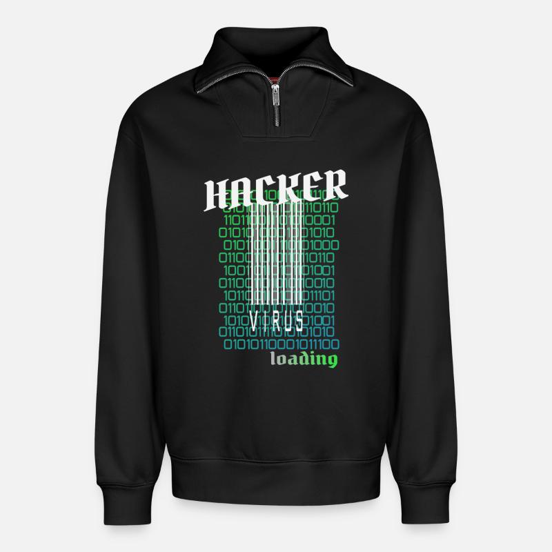 Anonymous, hacker - Relaxed Unisex Organic Half Zip Sweatshirt – by SPREAD - black