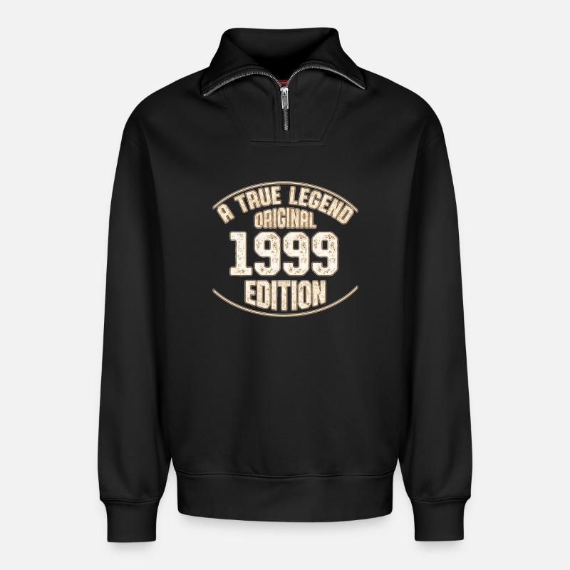 1999 année de naissance - Sweat unisexe décontracté en coton biologique à demi-zip – de SPREAD - noir